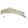 SAMKY Rhinestone Crystal Pageant Bridal Tiara Crown - Clear Crystals Gold Plated T1176