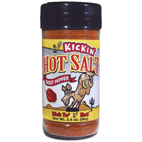 Kickin' Hot Spicy Ghost Pepper Salt – 3.4oz. Shaker Jar - Perfect Flavored Salt for Popcorn Seasoning, Margarita Salt and French Fry Seasoning - Premium Gourmet Gift