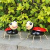 Cruis Cuka Metal Yard Art Garden Decor for Outside Cute Red Ladybugs Lawn Patio Ornaments Backyard Decorations Garden Gifts for Mom - Set of 2