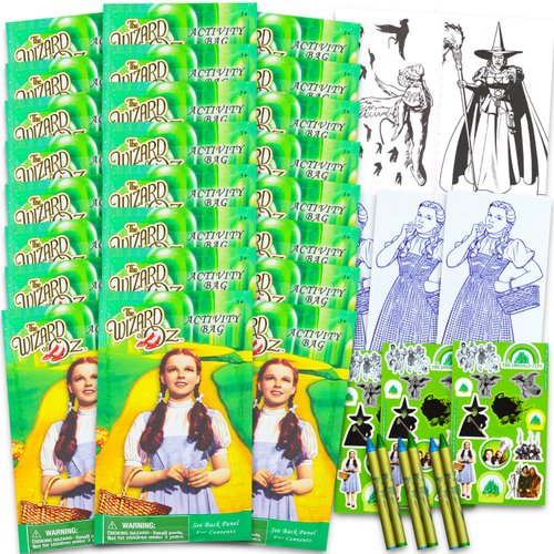 Wizard of Oz Birthday Party Favors Set - Bundle with 24 Wizard of Oz Play Packs | Mini Coloring Books, Stickers, and More for Goodie Bags (Wizard of Oz Party Supplies)