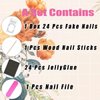 Fall Press on Nails Medium Long 24Pcs Almond Fake Nails Full Cover Maple Leaf Gold Foil Designs Nail Art Supplies Autumn False Nails Stick on Nails for Women Girls Acrylic Nails Manicure Decorations