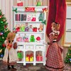 BEIREG Dollhouse Miniatures Accessories 1/12 Scale, 34pcs White Wooden Bookshelf Furniture Kit - Mini Books&Gift Boxes, Candy Jars, Christmas Tree&hat, Dollhouse Christmas Decorations for Kids