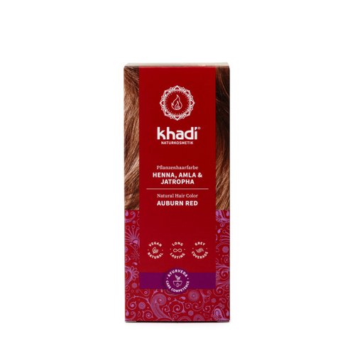 khadi Ayurvedic Natural Hair Color, 100% herbal, vegan, PPD & chemical free, certified natural cosmetics for healthy hair (AUBURN RED, 1 Pack (1 x 3.5oz))