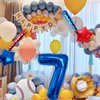 Baseball Balloons 7th Birthday Decorations for Boys, Baseball Party Decoration Baseball Sports Theme Party Supplies, 40 inch Foil Number Balloons Number 7 Balloon Blue Red White Sports Balloon Kits