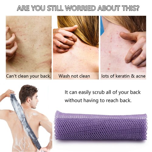 6 Pcs African Bath Sponge Long Exfoliating Net Nylon Body Back Scrubber (7.87x25.6inch)