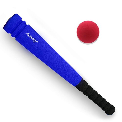 Aoneky Min Foam Baseball Bat and Ball for Toddler - Indoor Soft Super Safe T Ball Bat Toys Set for Kids Age 2 Years Old, Best Gift for Children, 16.5 inch (Blue)