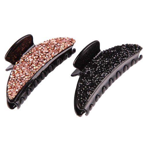 Lurrose 2pcs Rhinestones Beads Hair Claw Clip Shiny Glitter Resin Hair Jaw Clips Elegant Crystal Non-slip Hair Barrettes for Women and Girls
