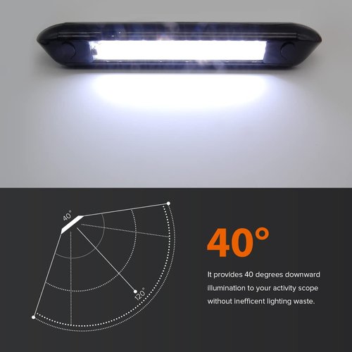 Dream Lighting 12 Volt Auto Waterproof Awning Lights/Cool White RV Exterior LED Lighting for Marine Boat Camper Trailer and Motorhome 9.84 inch Black Shell Pack of 2