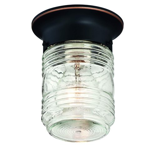 Design House 587238 Jelly Jar 1-Light Indoor/Outdoor Flush Mount Ceiling Light, Oil Rubbed Bronze