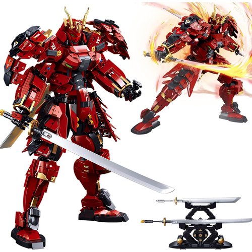 Ipkmaras Samurai Armor Warrior Model Building Sets for Boys Adults, Japanese Super Hero Mech Series Robot Building Blocks Toy Set, Creative Collectible Gift for Kids Teens 8+,Doule Sword