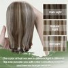 Hetto Clip in Hair Extensions Real Human Hair Light Brown Highlighted Blonde Clip in Hair Extensions Natural Human Hair Extensions Clip ins Full Head Remy Hair 7pcs 14 Inch 120g