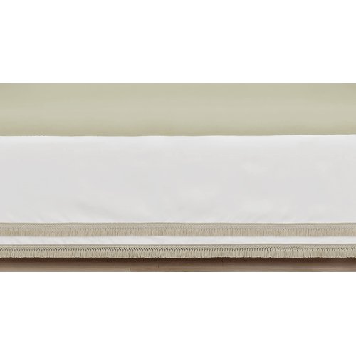 Sweet Jojo Designs Girl Baby Crib Skirt Bed Dust Ruffle Bedskirt for Nursery Solid White Beige Fringe Tassel for Watercolor Boho Floral Garden Flower Bohemian Farmhouse Vintage Shabby Chic Nature