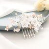 Casdre Flower Bride Wedding Hair Accessories Silver Leaf Bridal Hair Comb Side Comb Crystal Rhinestone Hair Piece for Women and Girls