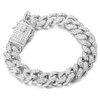 Halukakah Gold Chain Iced Out for Men,Men's 14MM Miami Cuban Link Chain Bracelet 7In(18cm) Platinum White Gold Finish,Full Cz Diamond Cut Prong Set,Gift for Him