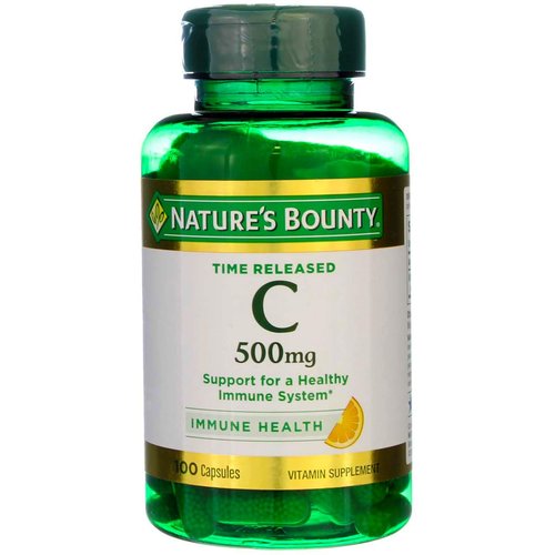 Nature's Bounty Vitamin C 500 mg Capsules Time Released 100 Capsules (Pack of 3)