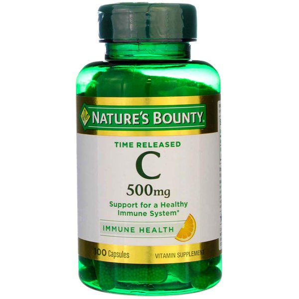 Nature's Bounty Vitamin C 500 mg Capsules Time Released 100 Capsules (Pack of 3)
