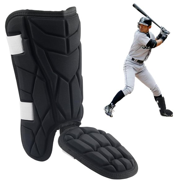 NVAAV Baseball Leg Guard, Softball Batter's Shin and Foot Shield with Adjustable Straps, Breathable and Impact Resistant, Suitable for Both Left and Right Feet, Adult Size