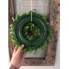LSKYTOP 2 Pack Boxwood Wreath Round Wreath Artificial Wreath Green Leaves Wreath Door Wall Window Decoration,12Inch/PC