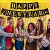 Zhehao Happy New Year Banner and 3.3 x 6.6 ft Gold Foil Fringe Curtains 2025 New Years Party Supplies Tinsel Streamer Backdrop New Year Bunting Banner for New Year Eve Party Decorations Celebration