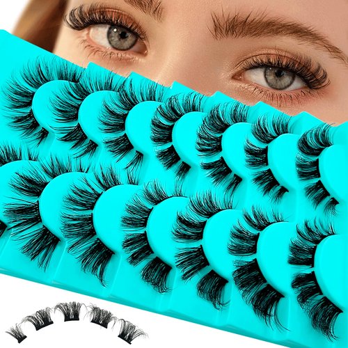 70 Pcs Clusters Lashes Flu-ffy D Curl DIY Individual Lashes, 15mm Cat-Eye Natural Wispy Volume Eyelashes Cluster that Look Like Extensions, DIY Lash Pack False Eyelashes Clusters(7B-FD-BE14)