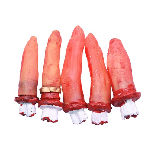 TUDACVTE Bloody Severed Fingers Fake Finger Realistic Severed Fingers Body Parts Props for Halloween, Haunted House, Theater, Tricks Party Decorations Supplies 5Pcs