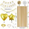 White and Gold Birthday Decorations,Women Men Girls Boys Party Decorations with Happy Birthday Banner Gold Fringe Curtain Tissue Paper Pompoms Star Garland Gold White Confetti Birthday Balloons