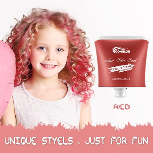 Temporary Hair Color for Kids, Comblor Red Hair Dye, Washable Hair Color Wax for Girls Boys Teens Adults, Ideal Gifts for Birthday, Cosplay, Party, Halloween, Children's Day, Crazy Hair Day