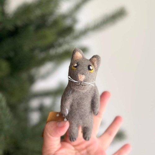 American Gray Cat Finger Puppets, Felt American Gray Cat Finger Puppets, Finger Puppet Cat, Fair-Trade Cat Finger Puppets, Kids Educational Toys, Eco-Friendly Handmade Finger Puppets, Unique Kids Gift