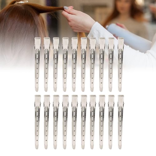 20 Pcs Hair Clips, Professional Non-Slip Stainless Steel Duck Bill Clips for Hair Styling, Hair Coloring, Silver