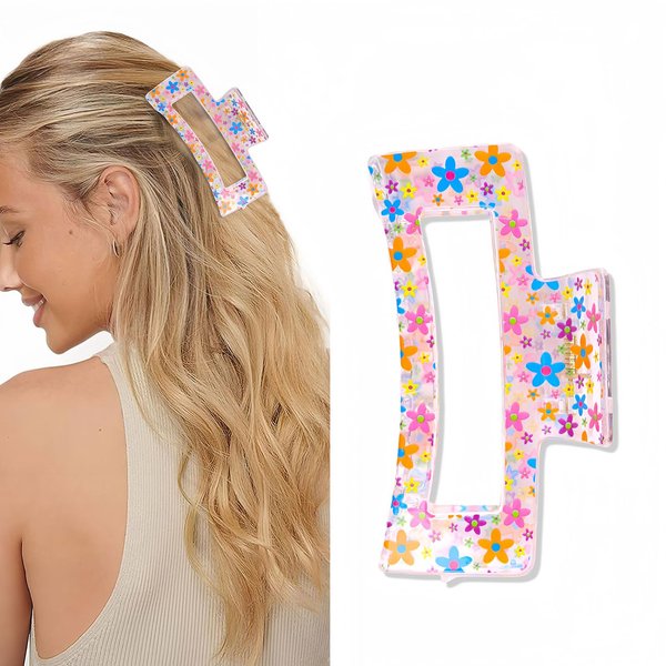Vsdski Flower Hair Clips Spring Summer Party Hair Accessories for Women Girls Colorful Daisy Hair Claw Clips Nonslip Acrylic Hair Barrettes Elegant Hairpin Strong Hold Claw Clips for Thick/Thin Hair