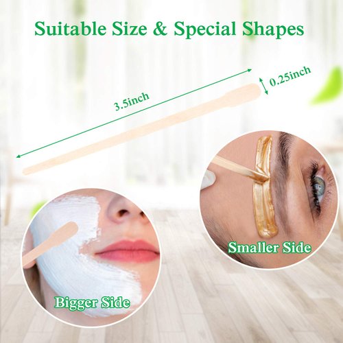 200 Pcs Eyebrow Wax Sticks, JANYUN Waxing Sticks Applicator, Wood Craft Wax Spatulas for Hair Removal Face Leg Facial Eyebrow Small Sticks or Wood Craft Sticks (With Handle)