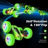 Qumcou Remote Control Car for Boys 4-7,RC Cars Toys for Ages 5-7, 2.4Ghz Fast Double-Sided 360°Rotating Toy Cars with Headlights and Wheel Lights, Christmas Birthday Gifts for Boys Age 6-12, Green