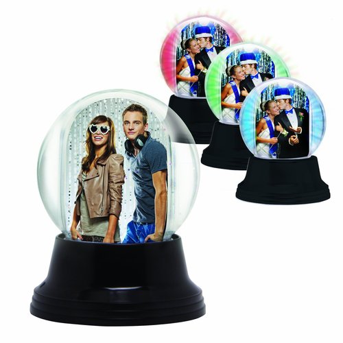 LED Light Up Mini Photo Snow Globe with Black Base