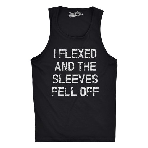 Crazy Dog Mens I Flexed and The Sleeves Fell Off Tank Top Funny Gym Workout Tee Hilarious Sleeveless Muscle Shirt for Guys at The Gym Black XL