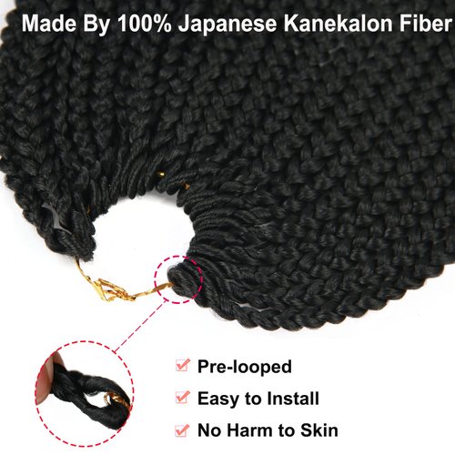 20 Inch 144 Roots/pack Crochet Braids Box Braids Crochet Hair For Women Black Crochet Braid Hair Curly Ends Box Braids Crochet Hair Braiding Hair Extensions 6Packs (20inch, 1B#)