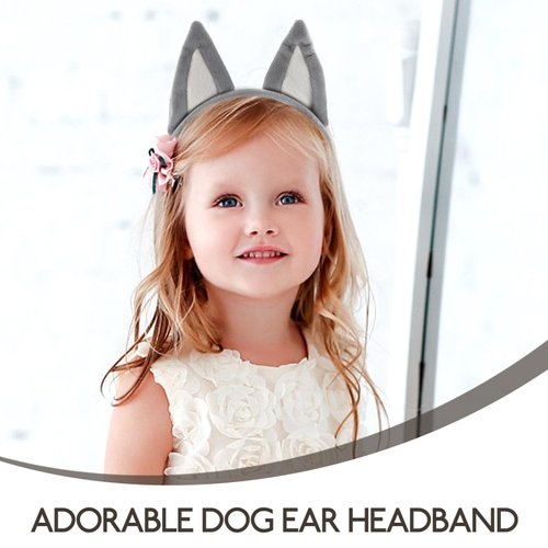 Dog Ears Headband Halloween Animal Cosplay Costumes Dress-up Headpiece Wolf Headwear for Women Grey
