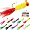 Dovesun Crappie Jigs, Jig Heads with Feather Hand-Tied Marabou Jigs 40pcs Ice | Fly Fishing Lures 10 Colors 1/16oz Fishing Hair Jigs for Panfish Sunfish Walleye