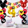 zrjssyp Mickey 4th Birthday Party Supplies, 4 Years Old Decorations for boys Three Decor Red Yellow Black Balloon Banner Number Foil Balloons Mouse Ears Headband Kids… (black 4th)