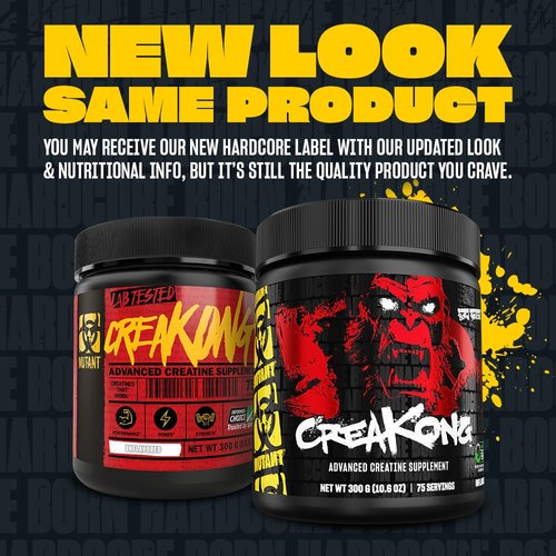 Mutant CREAKONG – Advanced Creatine Supplement with Triple Creatine Blend for Muscle Strength, Size & Performance – Unflavoured, Banned Substance Tested – 300g (75 Servings)