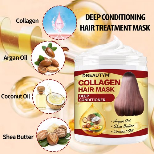 DBEAUTYM Collagen Hair Treatment Mask - Natural Deep Conditioner, Hydrating Essence for All Hair Types, Including Dry and Damaged