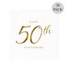 X&O Paper Goods TW4-19878 Happy 50th Anniversary Disposable Paper Cocktail Napkins, 5'' x 5'', Gold Foil, 20pcs