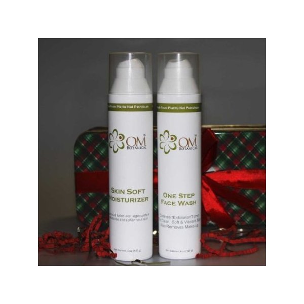 Organic Skin Care Daily Essentials Kit - One Step Face Cleanser, Organic Moisturizer w SPF and Magnesium Infused Body Lotion in a Gift Box
