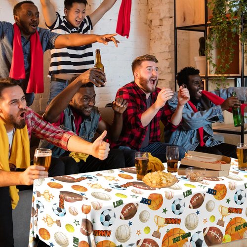 Pymurod Sports Birthday Party Decorations-3pcs Sports Table Cloths Soccer Basketball Table Cover Baseball Football Tablecloth for Boys All Star Sports Themed Party Decorations