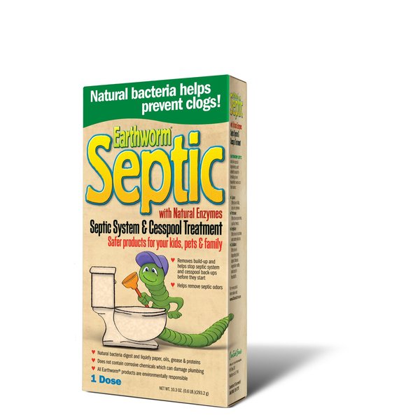 Earthworm¨ Septic Tank System Treatment and Cesspool Treatment - Powder-Formula - Natural Enzymes, Safer for Family, Environmentally Responsible - 10.3 fl oz