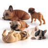 BRETOYIN Mini Bulldogs Figurines 5PCS Puppy Party Decorations for Girls Sleeping Dog Figurines for Kids Dogs Figures Bulldog Toys Dollhouse Christmas Birthday Gift 2-3.5 Inch