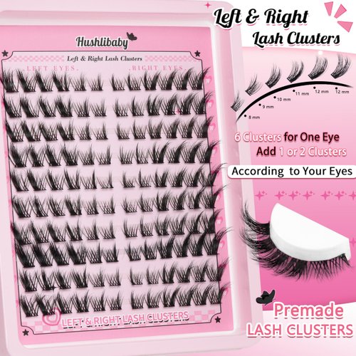 Fox Eye Lash Clusters Left & Right Lashes Cluster Wipsy Lashes Eyelash Extensions C Curl Cat Eye Lashes Natural Individual Lashes DIY Lash Extension by Hushlibaby