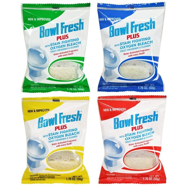 Bowl Fresh Plus Toilet Bowl Cleaner and Deodorizer, Pleasantly Scented Water Activated Fragrance with Every Flush (Pack of 4)