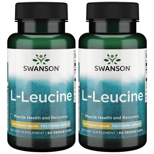 Swanson Amino Acid Ajipure L-Leucine Pharmaceutical Grade 500 Milligrams 60 Veg Capsules (2 Pack)