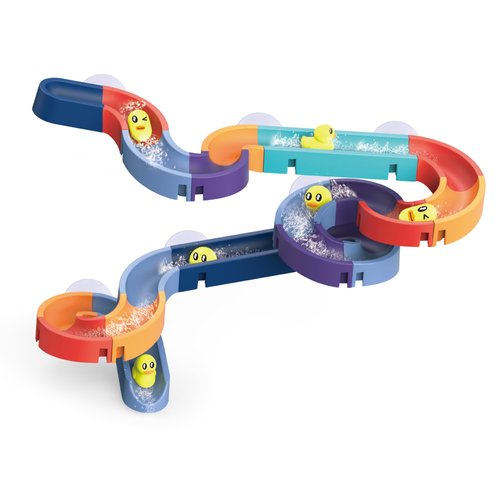 Duck Slide Bath Toys for Kids Ages 3+, 34 PCS DIY Wall Track Building Set for Bathtub Time, Fun Educational Bathtub Toy Birthday Gift for Toddlers Boys & Girls