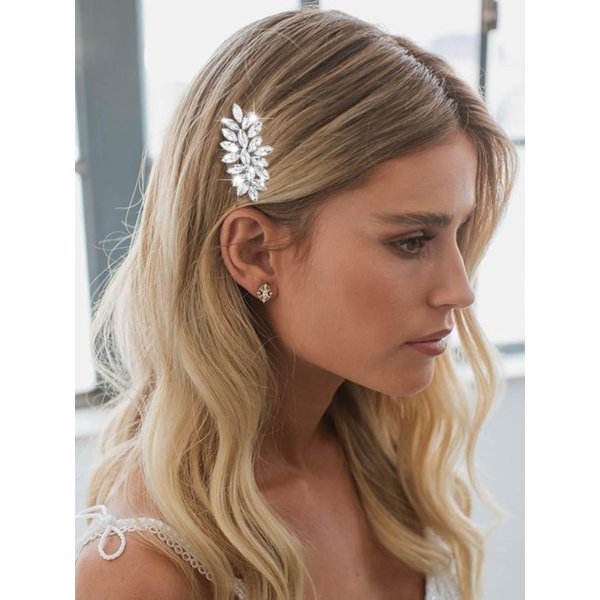 Unicra Rhinestone Bride Wedding Hair Comb Crystal Bridal Hair Piece Bridesmaids Hair Accessories for Women Prom Party Hair Clips (A-Silver)